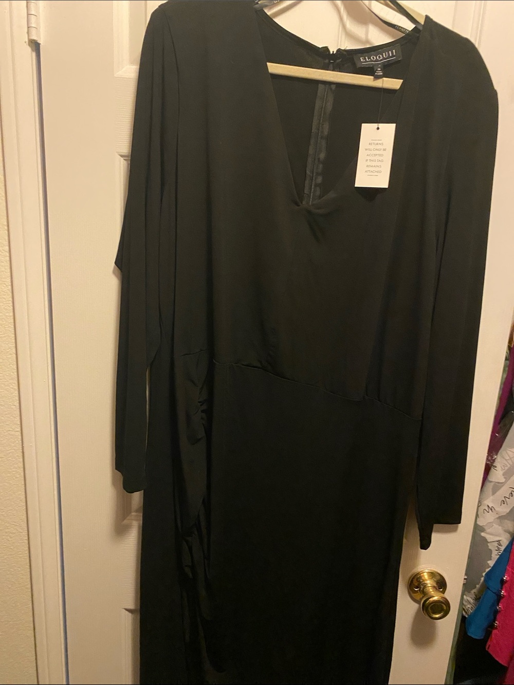 Eloquii Black Long-Sleeve V-Neck Maxi Dress